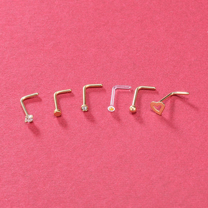 6Pcs-Set-Gold-L-Shaped-Nose-Stud-Rings-Clear-Bioflex-Nose-Piercing-Economic-Set