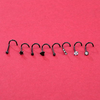 44-Pcs-Set-Black-Nose-Rings-Piercing-Nose-Bone-L-Shaped-Nose-Screws-Stud-Economic-Set