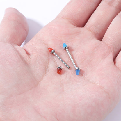 2pcs 14G Agate Stone Nipple Barbell Ring Bullet Nipple Piercing