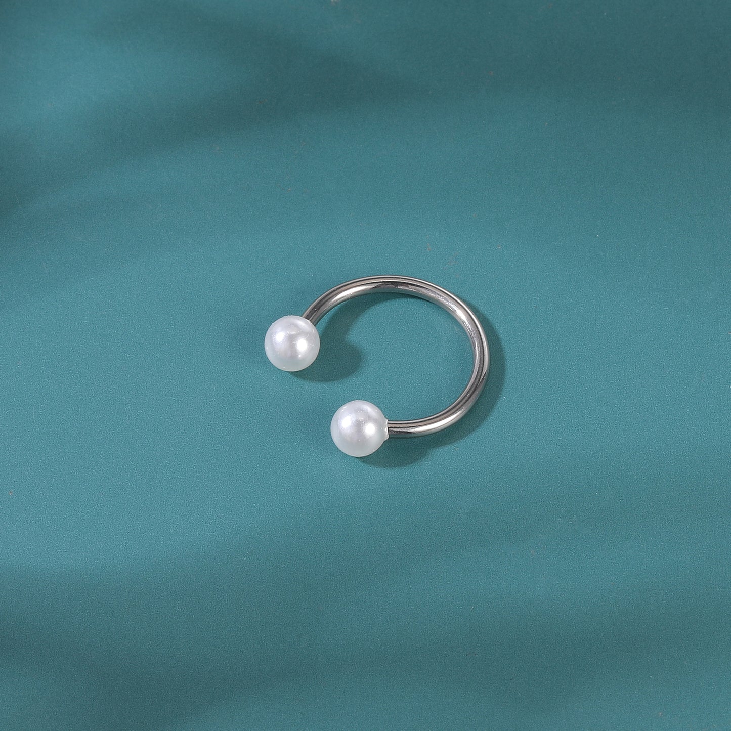 2pcs 14G Pearl Nipple Barbell Ring Horse Shoe Nipple Piercing