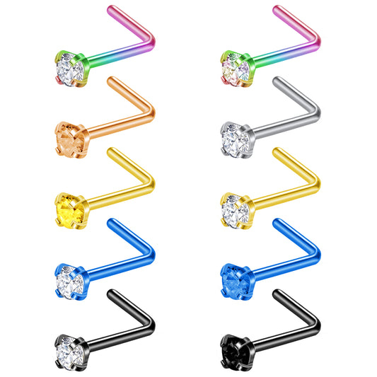 l shape nose stud