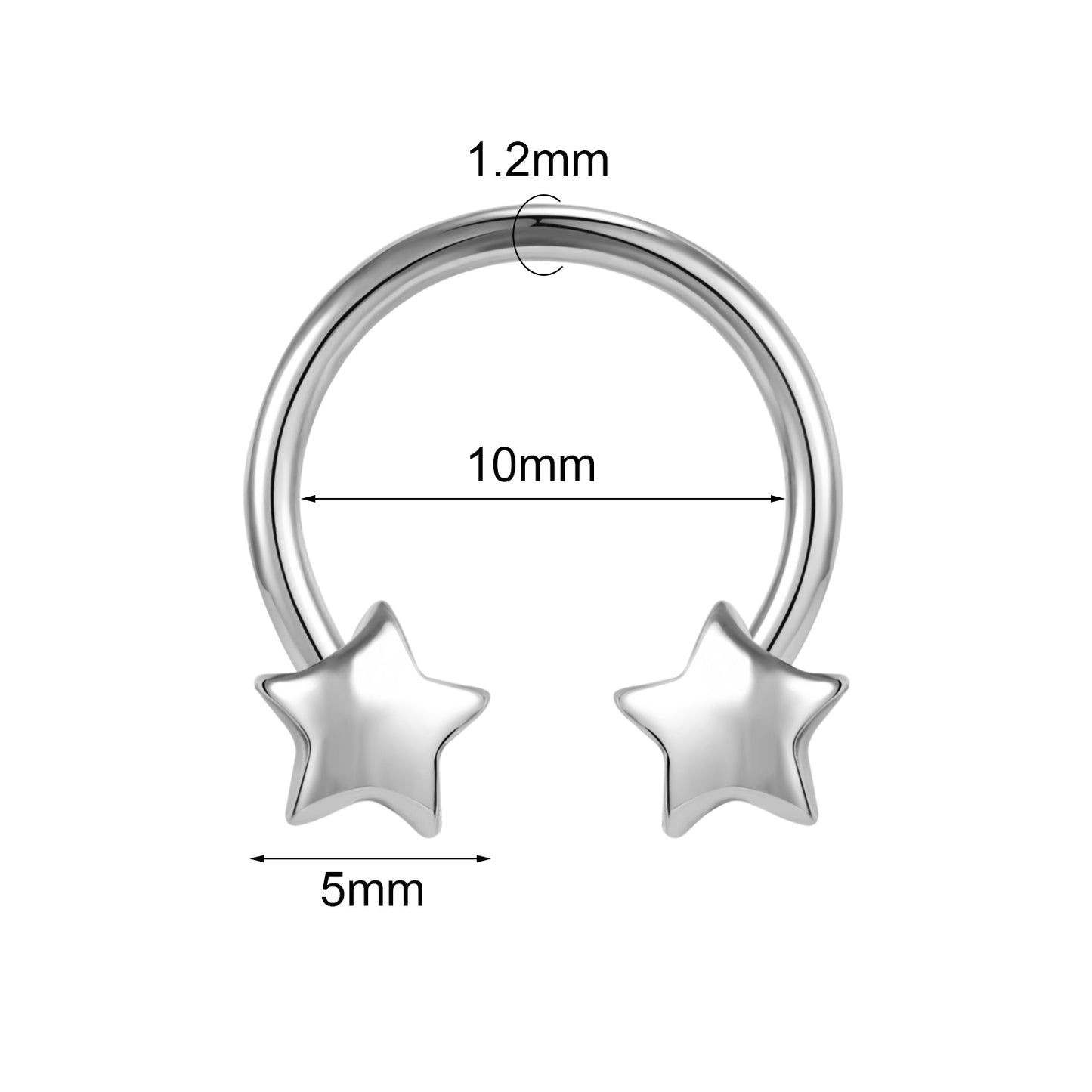 16G Horseshoe BCR Nose Rings Star Nose Septum Rings Stainless Steel Septum Piercing