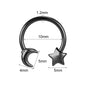 16G Moon Star BCR Nose Rings Horseshoe Shape Nose Septum Rings Stainless Steel Septum Clicker Piercing