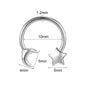 16G Moon Star BCR Nose Rings Horseshoe Shape Nose Septum Rings Stainless Steel Septum Clicker Piercing