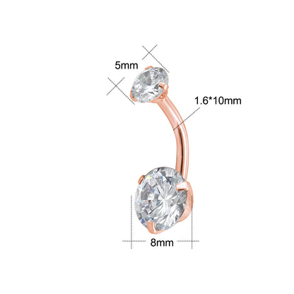 7 Pcs Rose Gold Belly Button Rings Crystal Zirconia Opal Navel Piercing - Economic Set