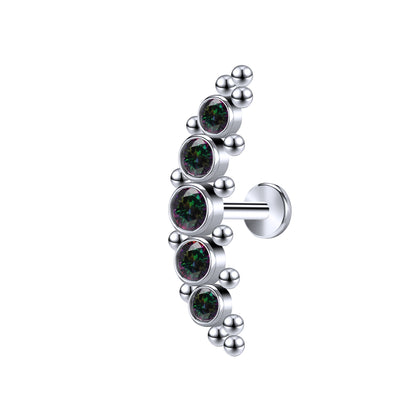 16G C Shape Crystal Charm Labret Rings Lip Tragus Helix Conch Piercing