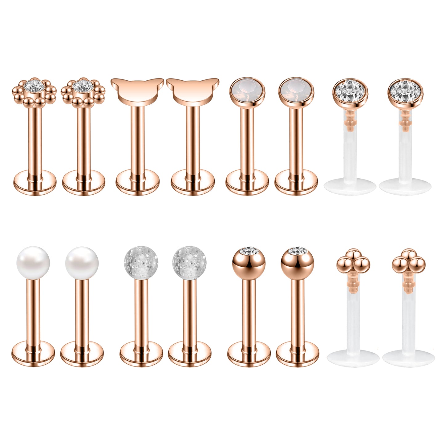 16pcs-set-16g-cubic-zirconia-lip-studs-piercing-rose-gold-cartilage-conch-piercing-economic-set