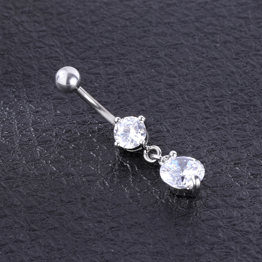 Classic Round Zirconia Dangle Belly Piercing Navel Ring Body Jewelry