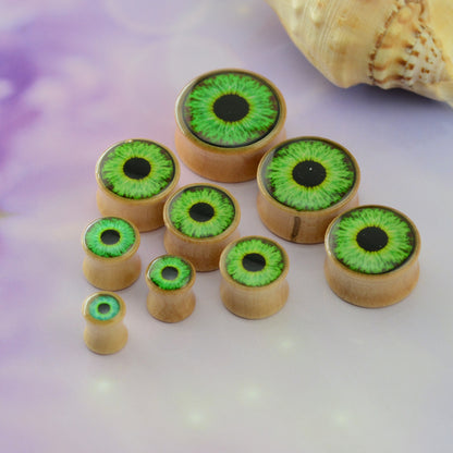 8-22mm Green Eye Wooden Ear Plug Gauges