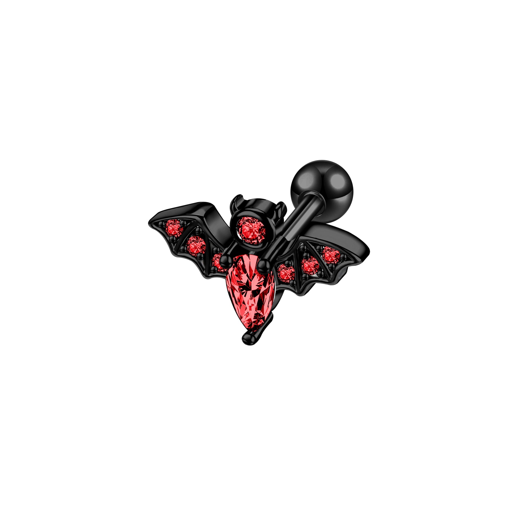 16G Bat Crystal Stud Earring Punk Style Ear Stud Jewelry