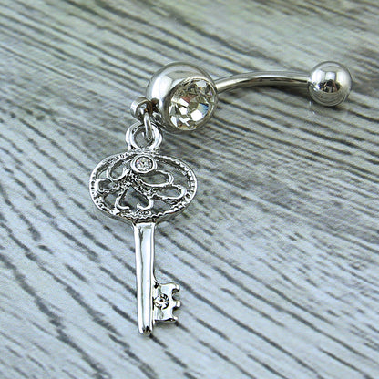 dangle heart belly ring