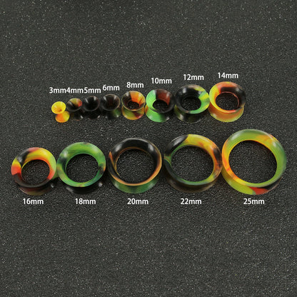 3-25mm-Thin-Silicone-Flexible-Black-Yellow-Green-Ear-plug-tunnel-Round-Edge-Double-Flared-Expander-Ear-Gauges