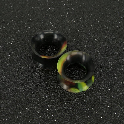 3-25mm-Thin-Silicone-Flexible-Black-Yellow-Green-Ear-Stretchers-Round-Edge-Double-Flared-Expander-Ear-Gauges