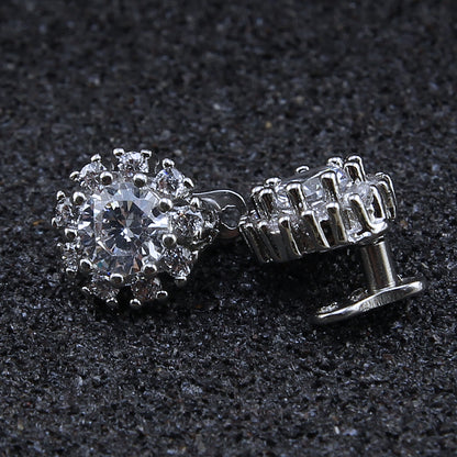 14g Flower Cubic Zirconia Dermal Anchor Tops & Surgical Steel Base Microdermals