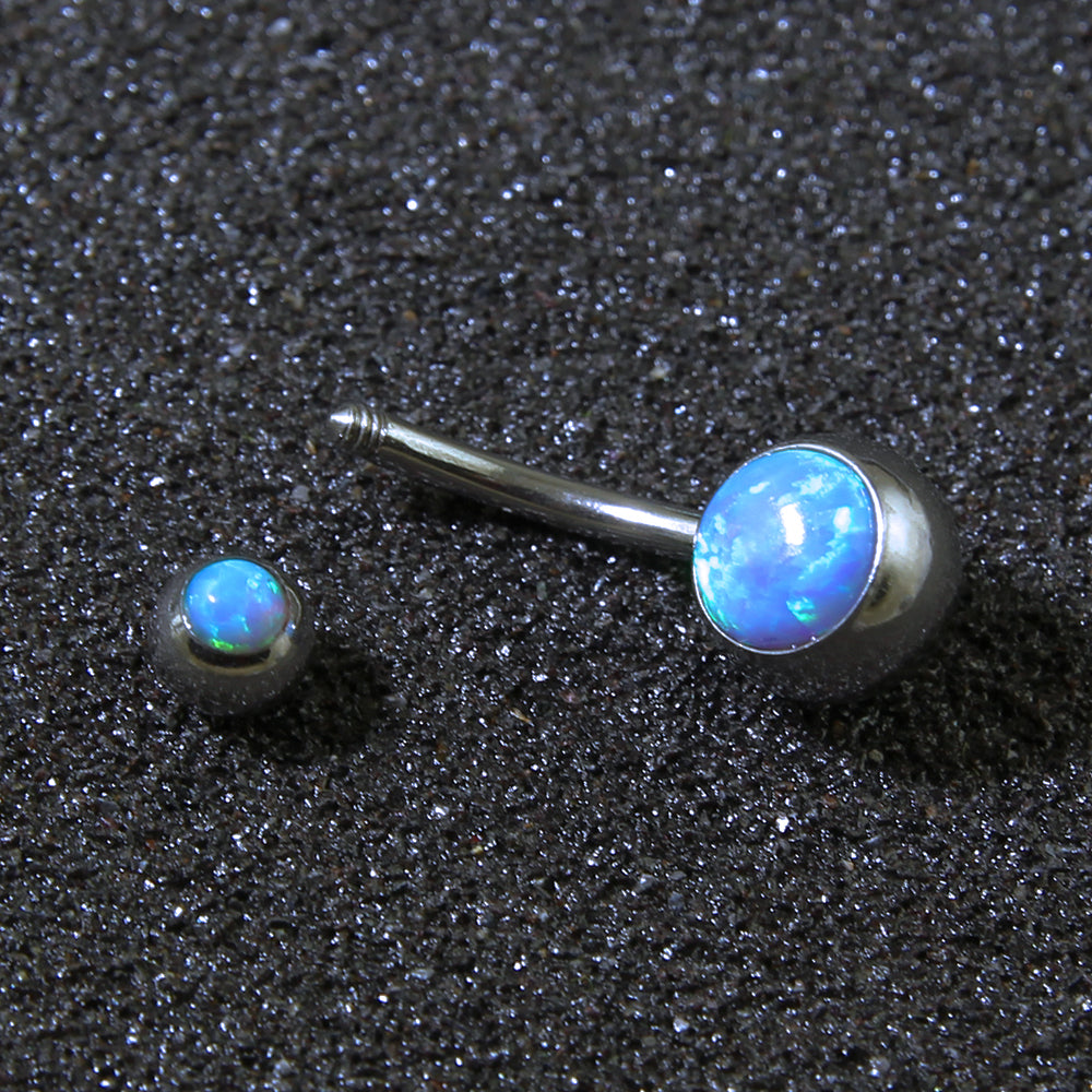 blue opal belly ring