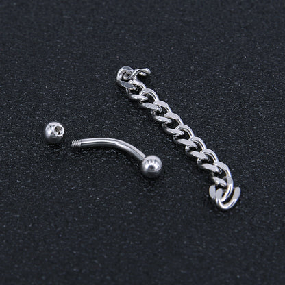 16g Gold Sliver Eyebrow Ring Piercing Barbell Stainless Stell Chain Curve Helix Daith Piercing