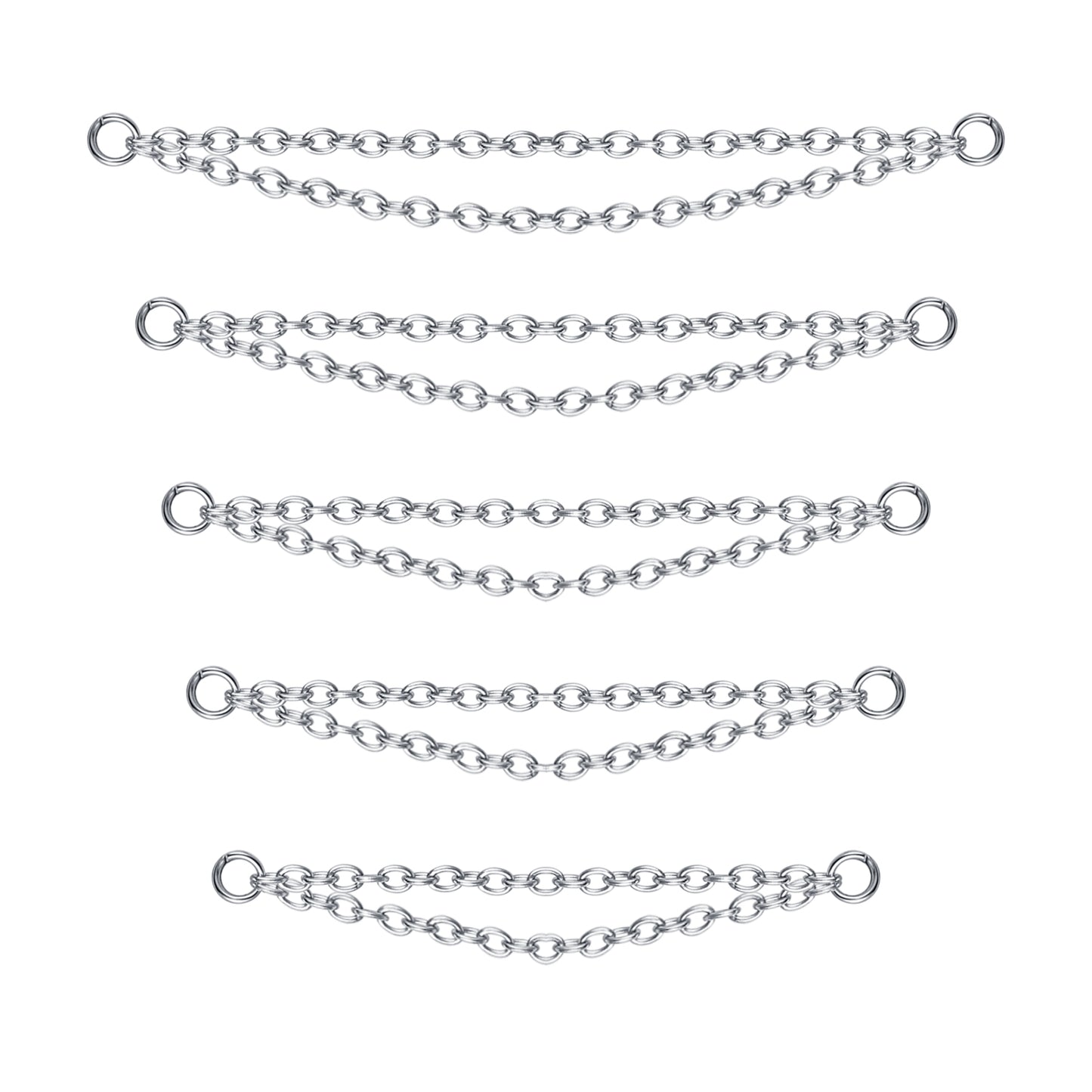 5pcs-set-silver-double-layers-chains-nose-stud-chain-economic-set