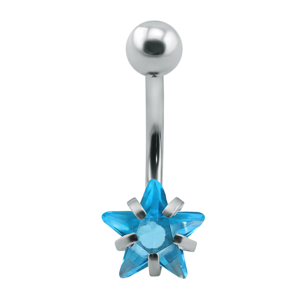 Cubic-Zirconia-Belly-Navel-Ring-Star-14g