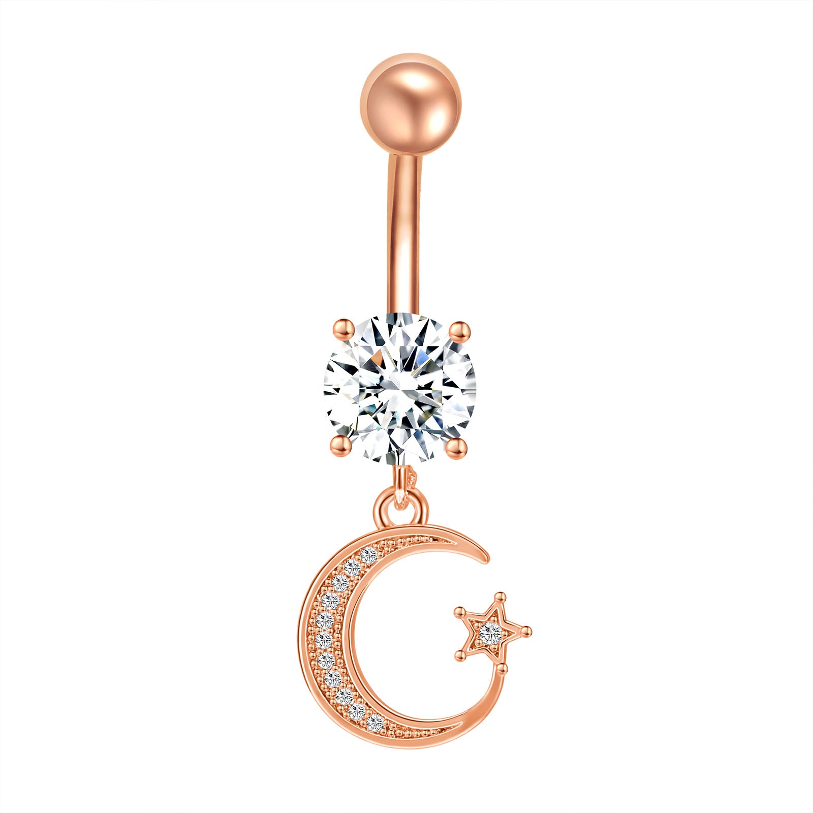 14g-Drop-Dangle-Moon-Belly-Rings-Piercing-Rose-Gold-Crystal-Navel-Rings-Jewelry