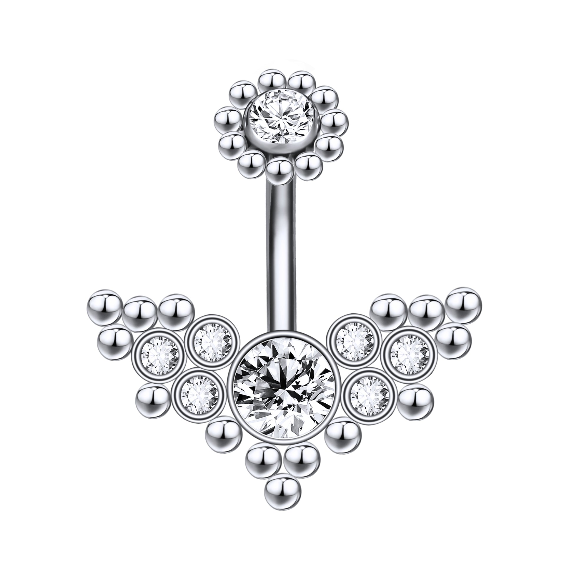 14g Angle Wing Stainless Steel Ball Belly Button Rings Sun Flower Belly Navel Piercing Jewelry