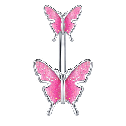 Butterfly Epoxy Colorful Belly Button Rings