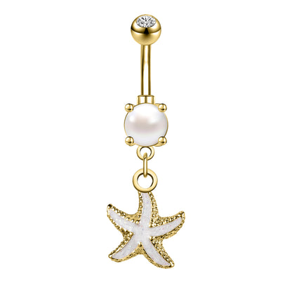 14g-White-Starfish-Belly-Button-Rings-Crystal-Gold-Belly-Navel-Piercing-Jewelry