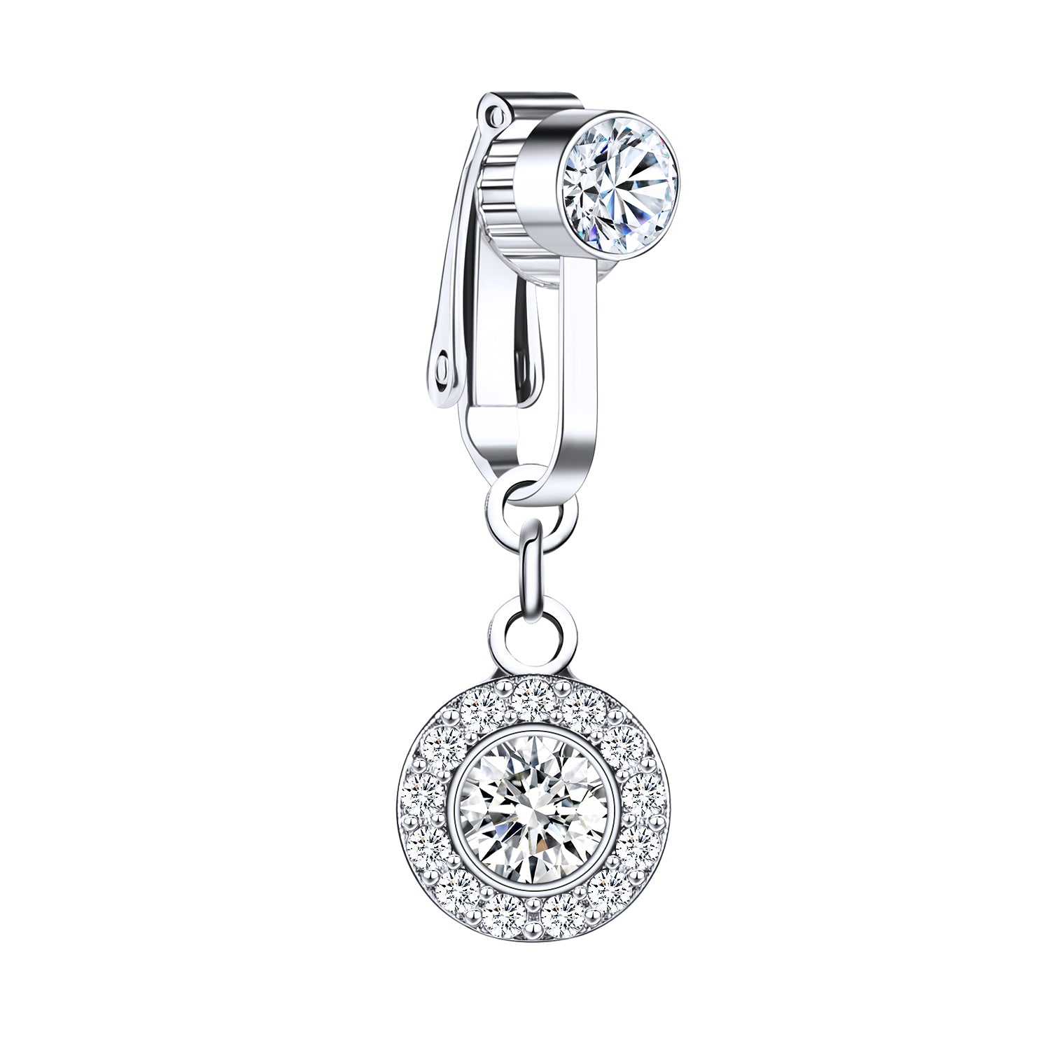 Fake-Silver-Belly-Navel-Clip-Round-Crystal-Belly-Button-Ring