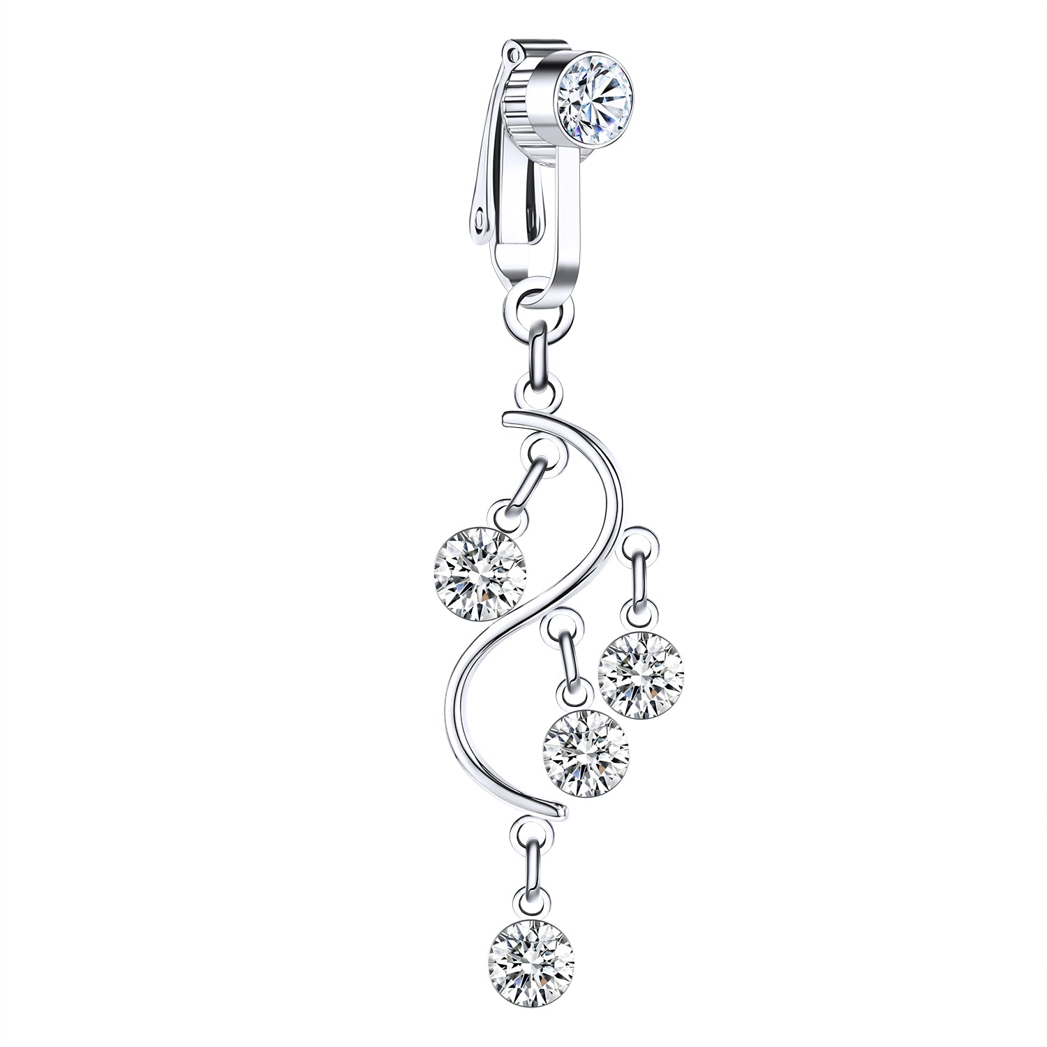 Fake-Silver-Belly-Navel-Clip-Crystal-Cruved-Belly-Button-Ring