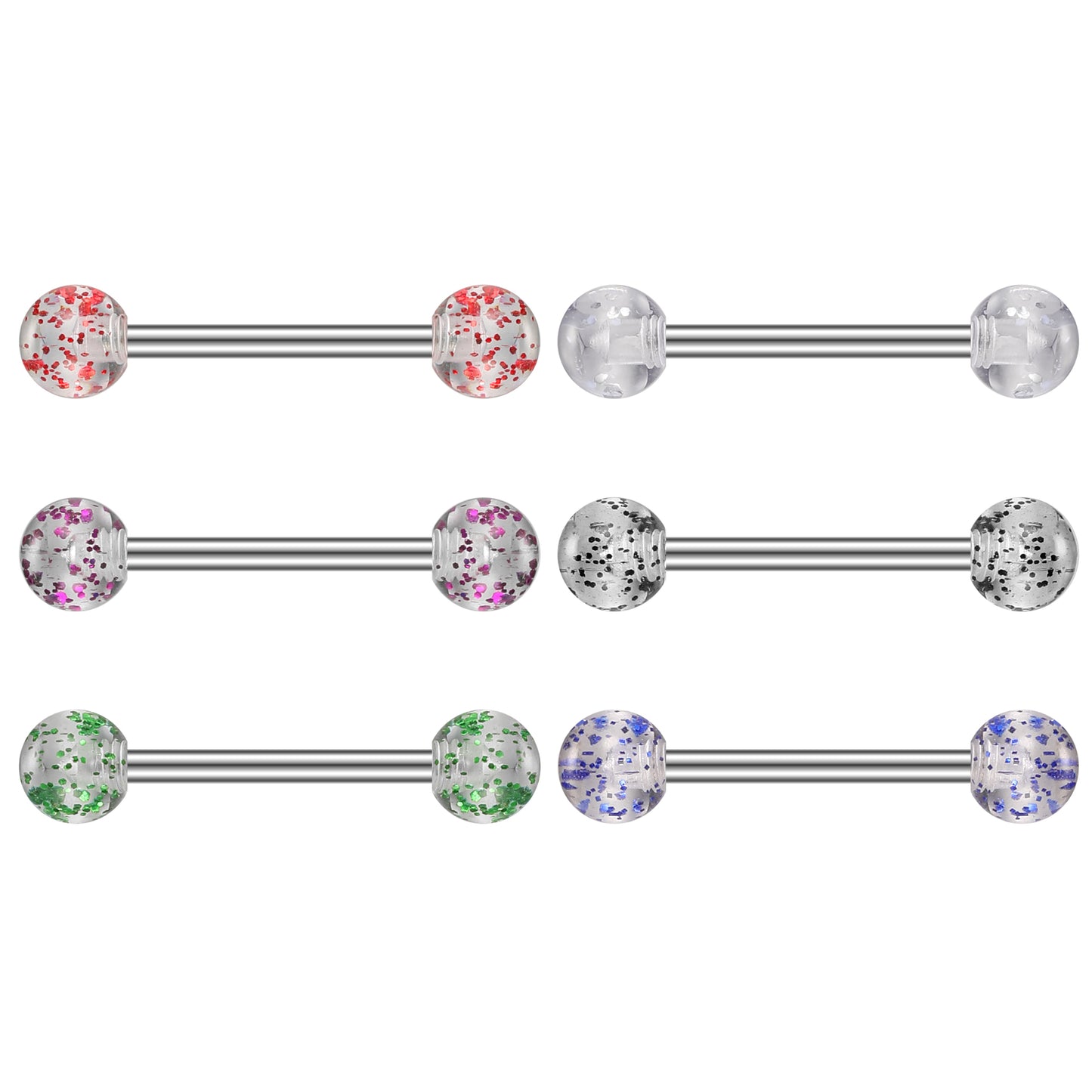 6pcs 14G Nipple Ring Sequin Ball Nipple Piercings-Economic Set