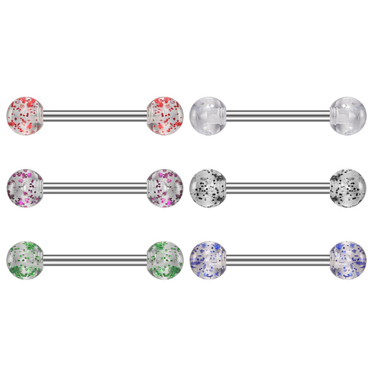 6pcs 14G Nipple Ring Sequin Ball Nipple Piercings-Economic Set