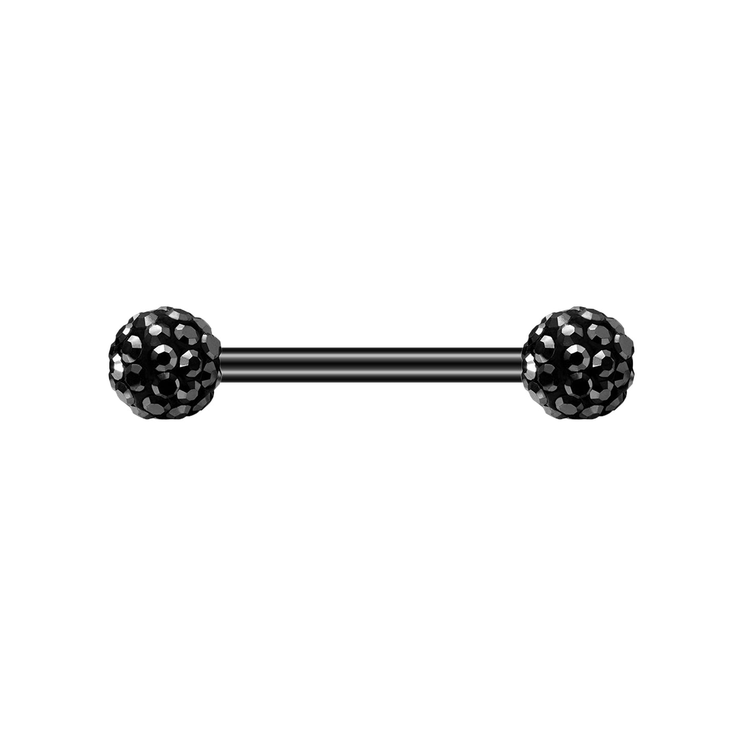 2pcs 14G Simple Nipple Barbell Ring Black Crystal Nipple Piercing