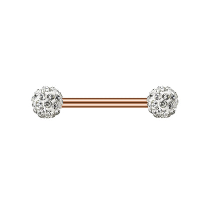 2pcs 14G Simple Nipple Barbell Ring Rose Gold Rod Crystal Nipple Piercing