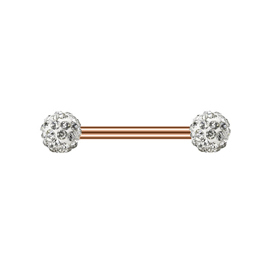 2pcs 14G Simple Nipple Barbell Ring Rose Gold Rod Crystal Nipple Piercing