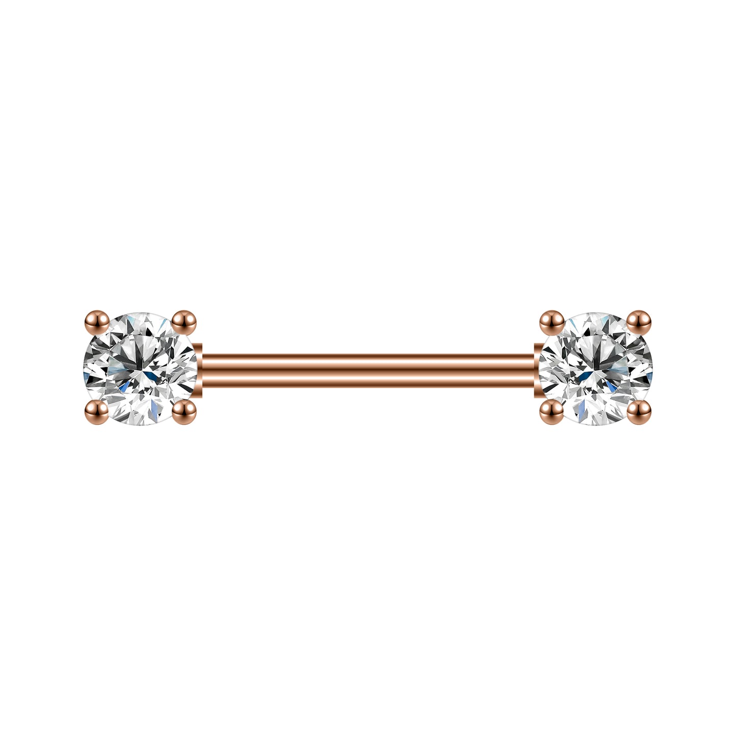 2pcs 14G Simple Nipple Barbell Ring Claw Crystal Rose Gold Nipple Piercing