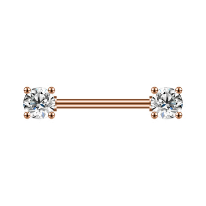 2pcs 14G Simple Nipple Barbell Ring Claw Crystal Rose Gold Nipple Piercing