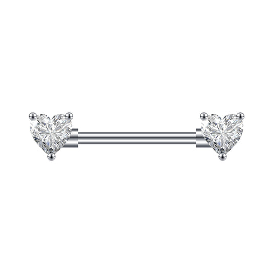 2pcs 14G Heart Crystal Nipple Barbell Ring Silver Claw Nipple Piercing