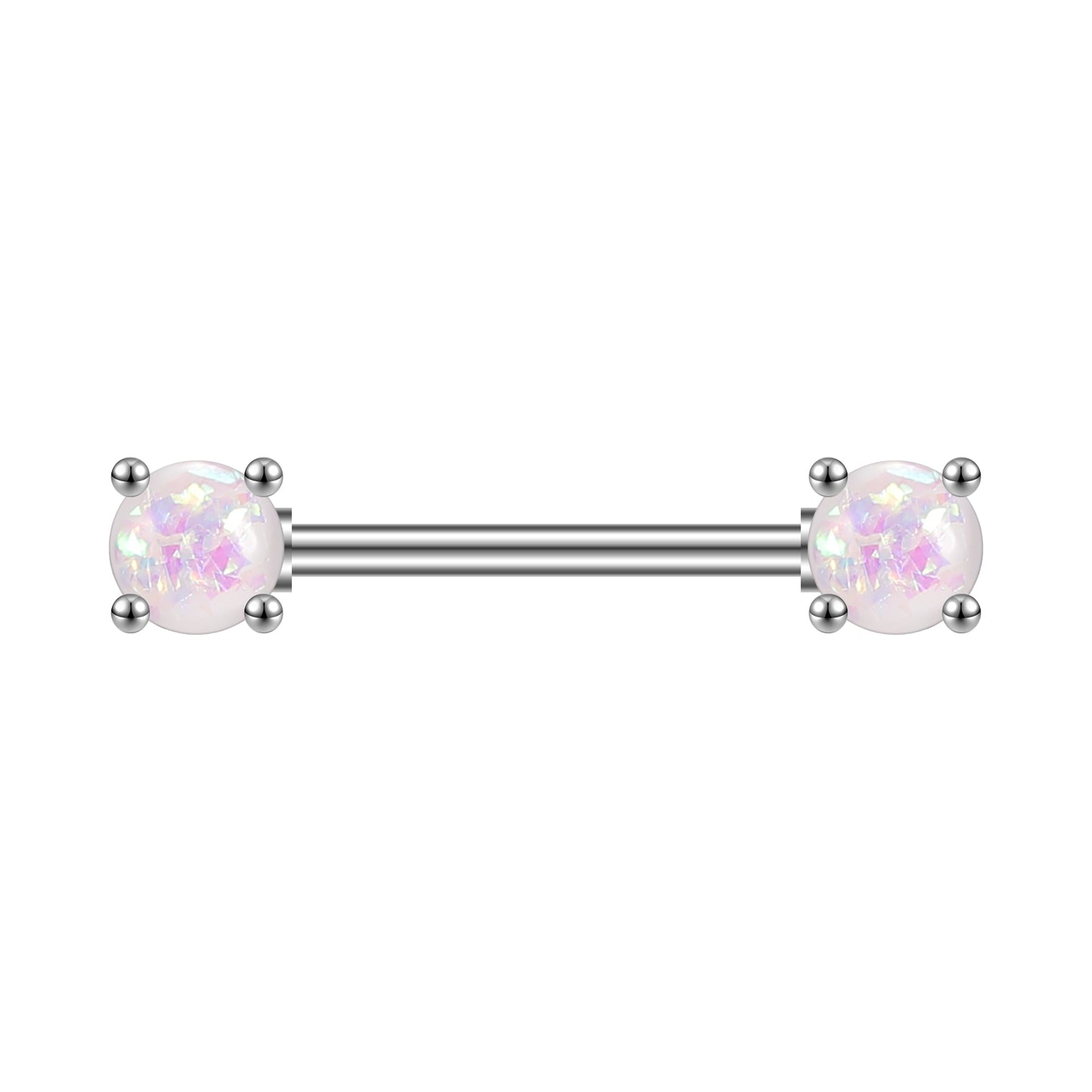 2pcs 14G White Opal Nipple Barbell Ring Claw Nipple Piercing