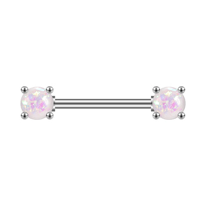 2pcs 14G White Opal Nipple Barbell Ring Claw Nipple Piercing