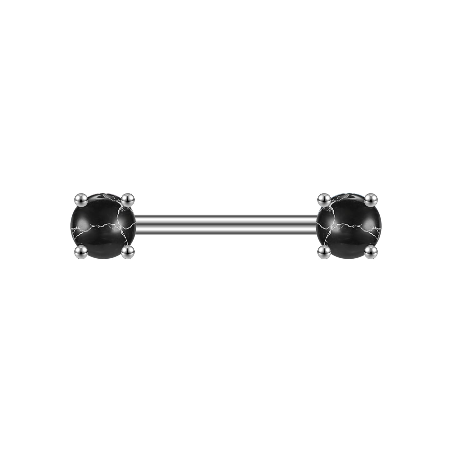 2pcs 14G Black Stone Nipple Barbell Ring Claw Nipple Piercing