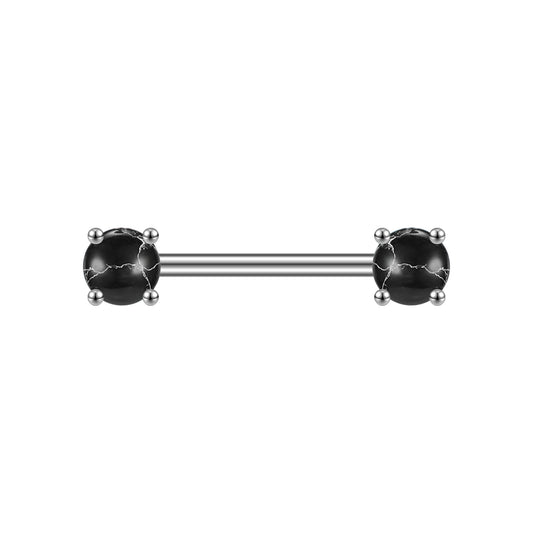 2pcs 14G Black Stone Nipple Barbell Ring Claw Nipple Piercing