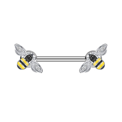 2pcs 14G Bee Nipple Barbell Ring Cute Nipple Piercing