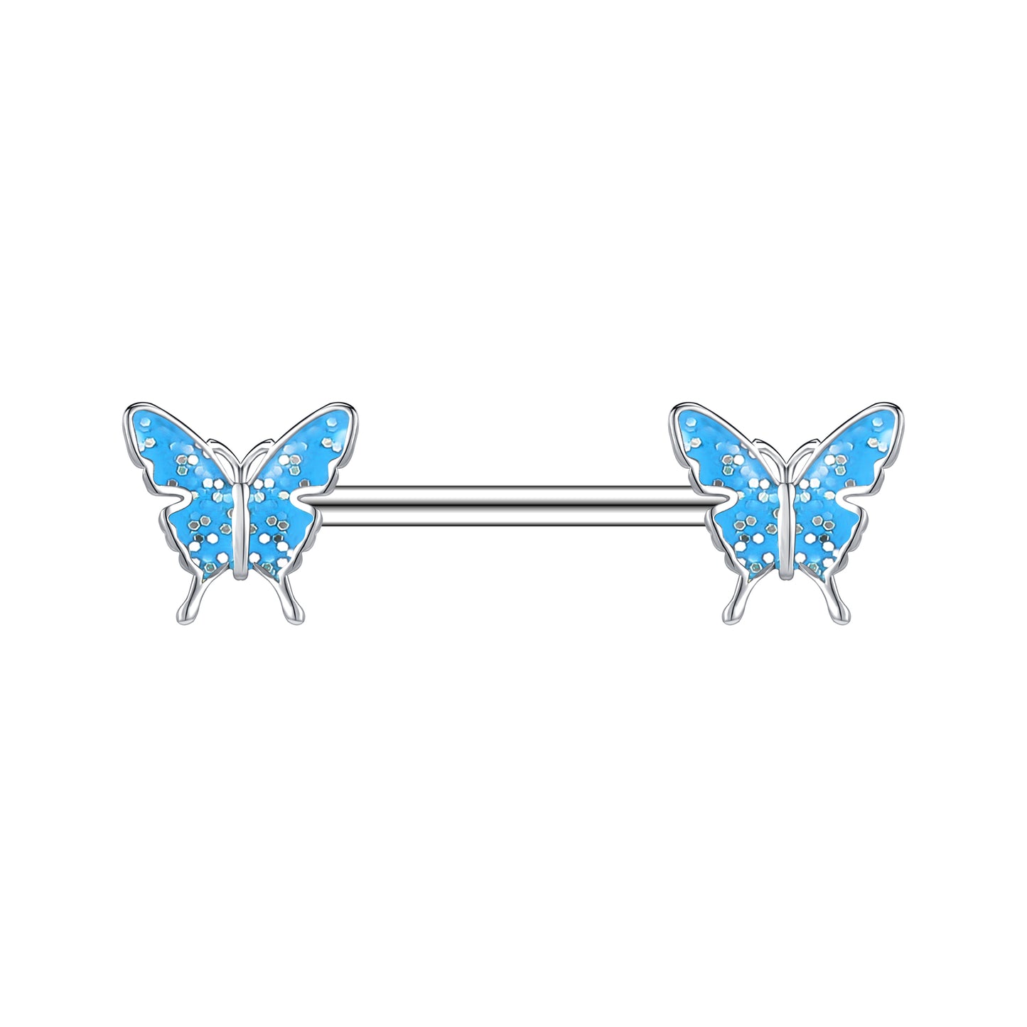 2pcs 14G Butterfly Nipple Barbell Ring Cute Nipple Piercing