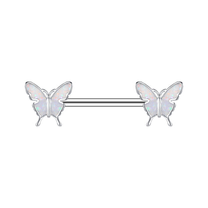 2pcs 14G Butterfly Nipple Barbell Ring Cute Nipple Piercing