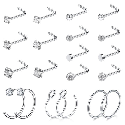 20pcs-set-20g-l-shaped-nose-stud-hoop-nose-rings-cz-nose-piercing