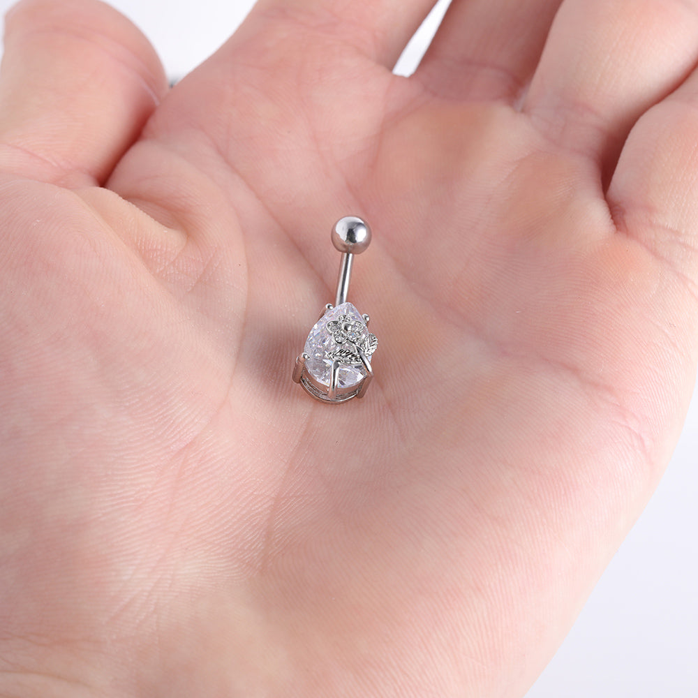 14g Teardrop Crystal Belly Button Piercing Summer Belly Bars Navel Ring