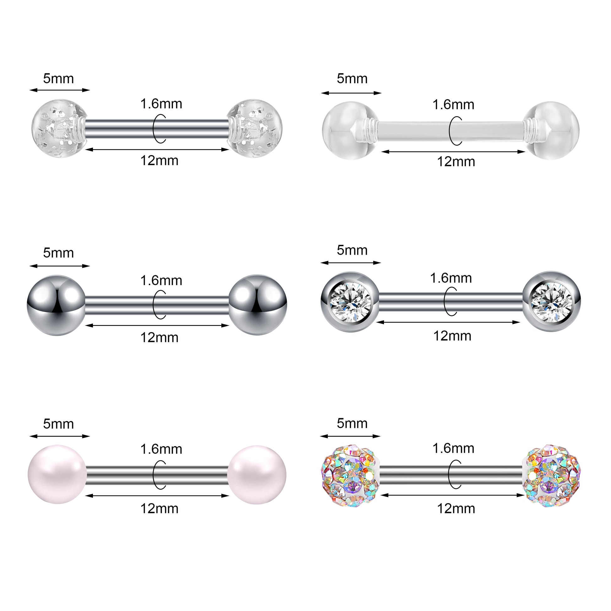 12pcs-set-14g-sliver-skull-pearl-crystal-tongue-rings-ball-tongue-piercing-barbell-economic-set