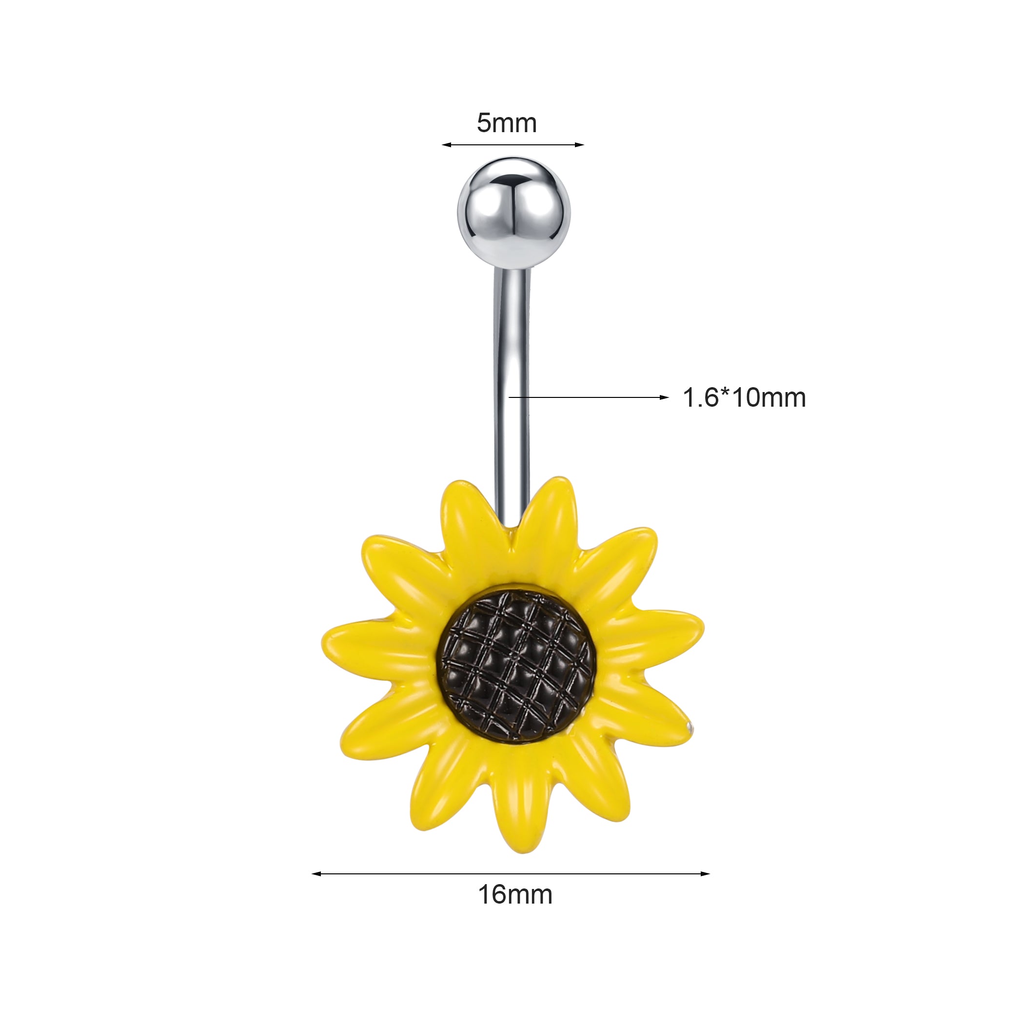 Sunflower-Belly-Piercing-Rings-316-Stainless-Steel-Bar