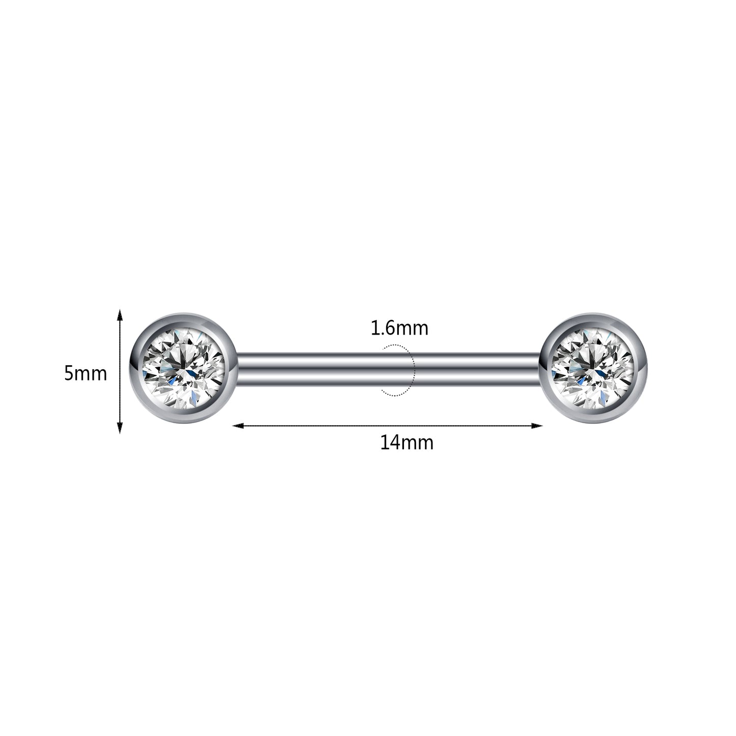 2pcs 14G Simple Nipple Ring Crystal Gold Nipple Piercing