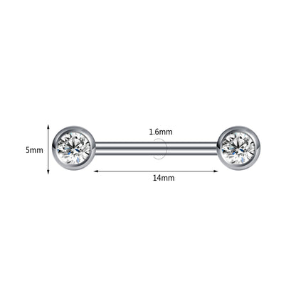 2pcs 14G Simple Nipple Ring Crystal Gold Nipple Piercing