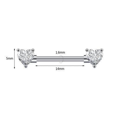 2pcs 14G Heart Crystal Nipple Barbell Ring Gold Claw Nipple Piercing
